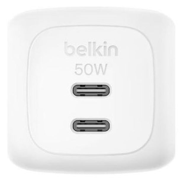 Belkin BoostCharge Pro 50W Dual Type-C GaN Wall Charger - White