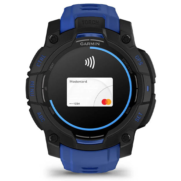 Garmin Instinct 3 Supernova 45mm AMOLED Rugged GPS Watch (Limited Edition) - Black With Bolt Blue Band