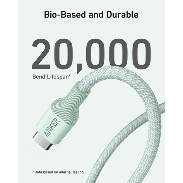 Anker 544 Bio-Based USB C-USB C Cable Fast Charging 140W 0.9M Cable – Green