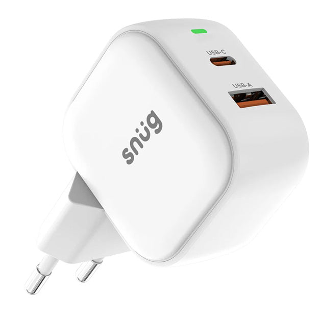 Snug 2 Port USB/Type C Wall Charger 35W - White