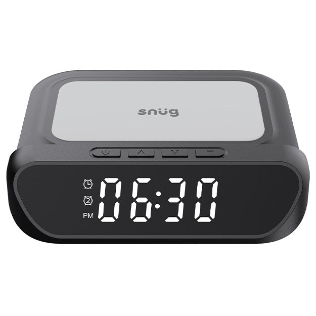 Snug Wireless Pad Charger With Clock For Smartphones And iPhones - Black