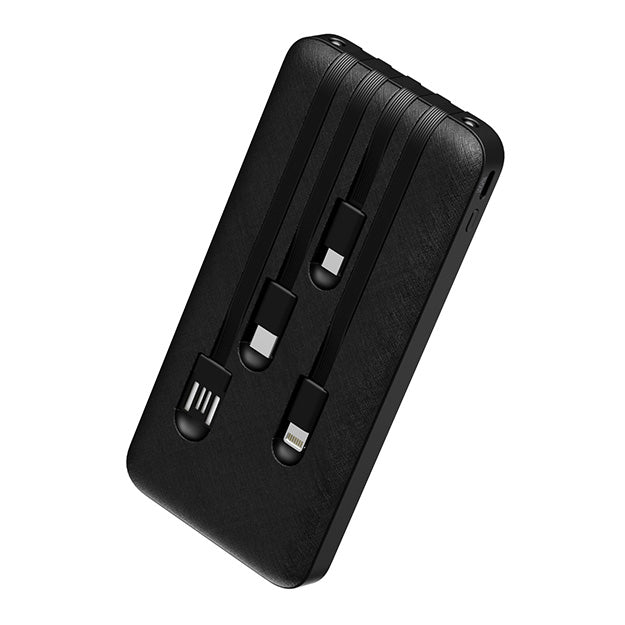 Snug 10000mAh Power Bank With 4 Built In Cables & Built In LED Torch - Black