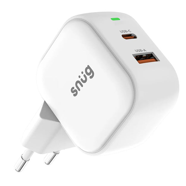Snug 2 Port USB/Type-C Wall Charger 35W With MFI Cable - White