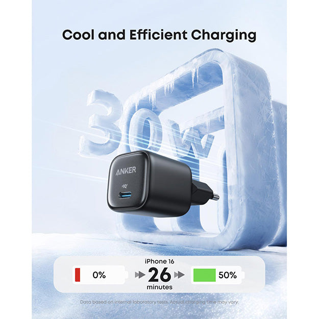 Anker Zolo 30W Compact USB-C Charger With Cable – Black