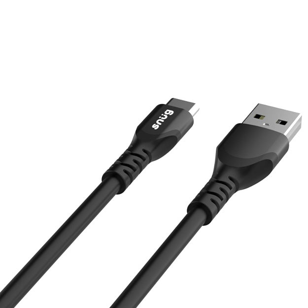 Snug USB-C To USB-A Silicone Charging And Data Transfer 1.2m Cable - Black