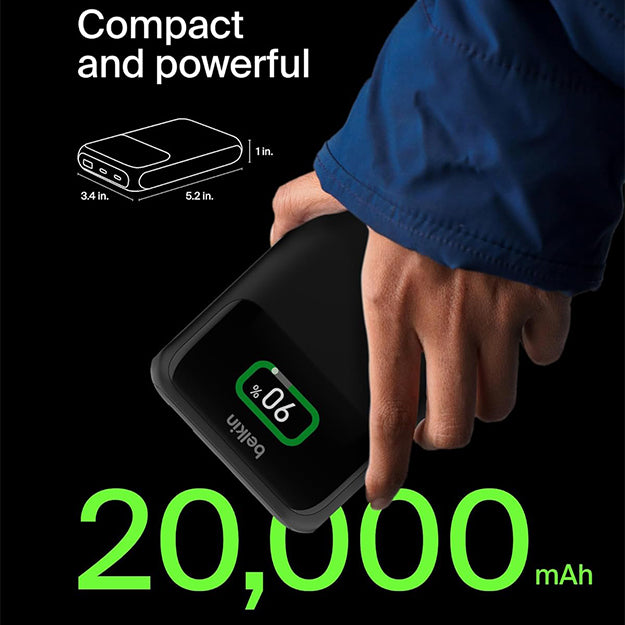 Belkin BoostCharge Pro 20000 mAh 3 Port Power Bank - Black