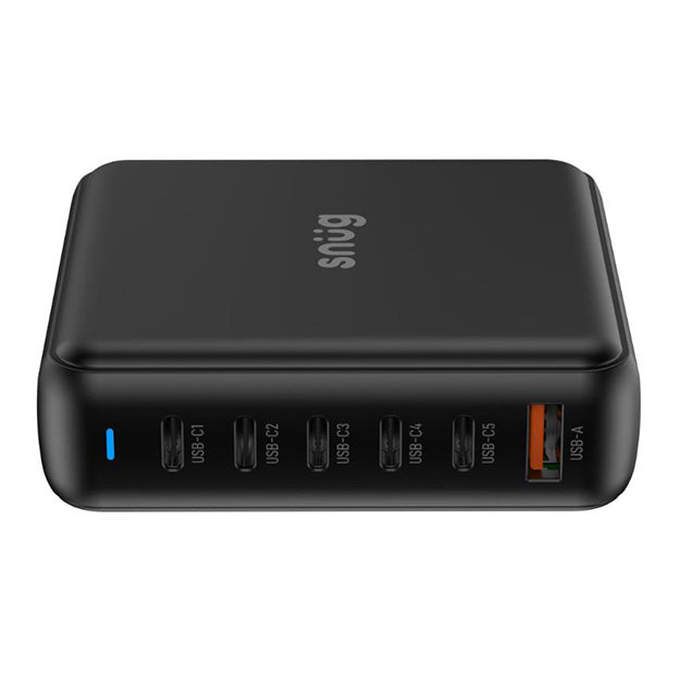 Snug Elite 6 Port GaN 200W Desktop Charger With USB-C Cable - Black