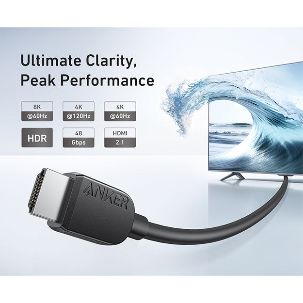 Anker HDMI Adapter Cable 8K@60Hz 1.8m HDMI to HDMI Cord – Black