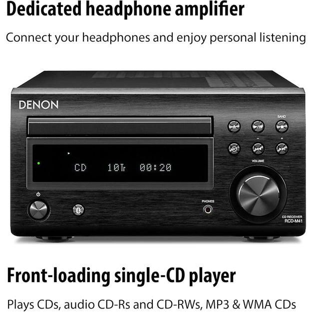 Denon RCD-M41 CD Receiver (With Bluetooth & FM Tuner) - Black
