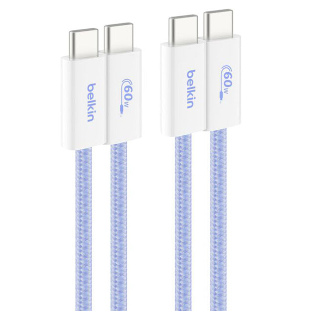Belkin 1.5m USB-C To USB-C 60W Braided Charging Cable (2 Pack)