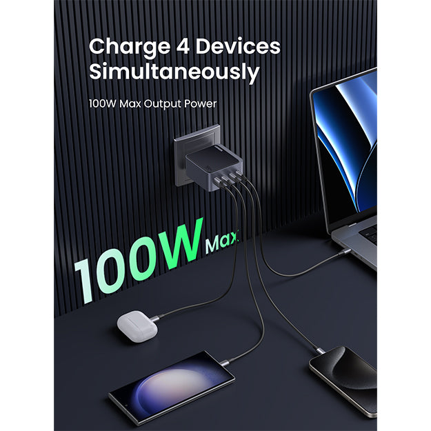 UGreen Nexode 4 Port PD/USB Wall Charger - Grey