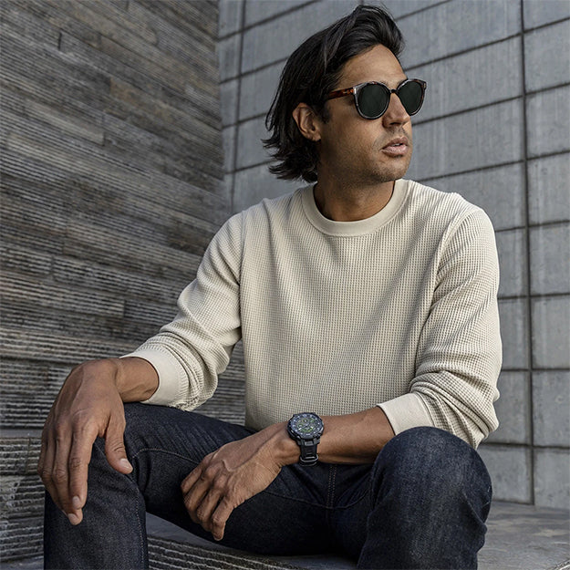 Garmin Instinct Crossover AMOLED Tactical Edition Rugged Hybrid GPS Smartwatch - Black With Black Silicone Band