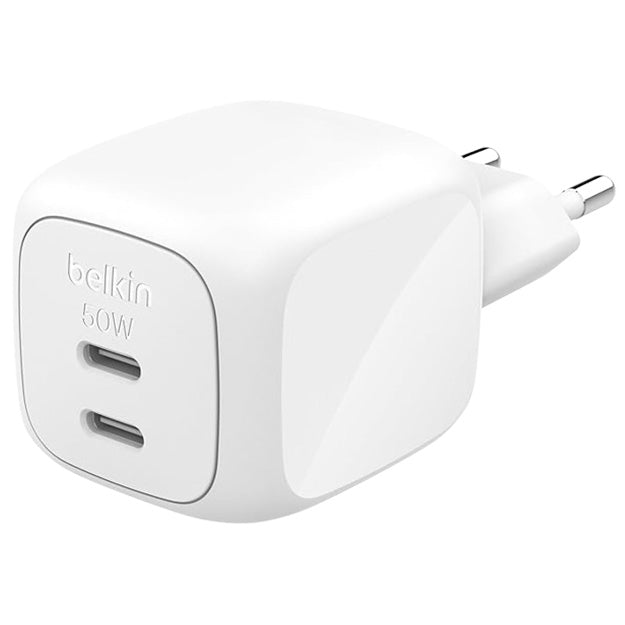 Belkin BoostCharge Pro 50W Dual Type-C GaN Wall Charger - White