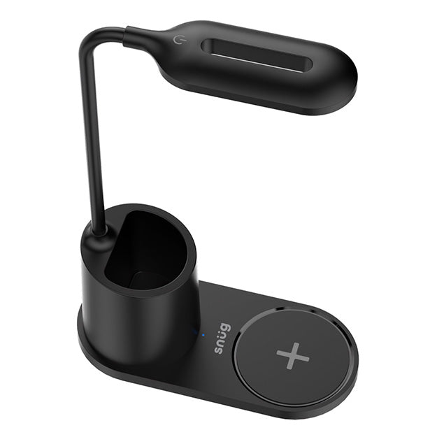 Snug LED Wireless Charger Pad With Pen-Holder For Smartphones And iPhones - Black