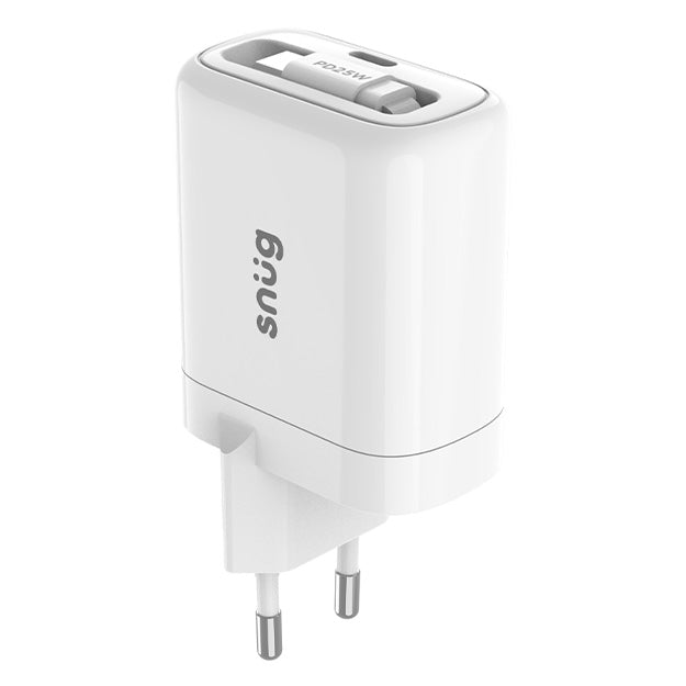 Snug 1 Port PD Charger With Retractable Cable 25W – White