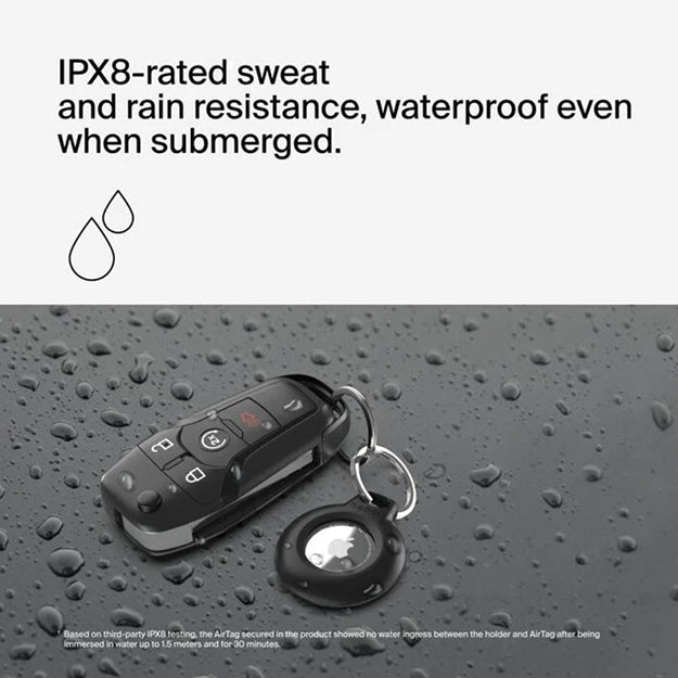 Belkin Waterproof Secure Holder With Key Ring For AirTag (4pack) -  Black