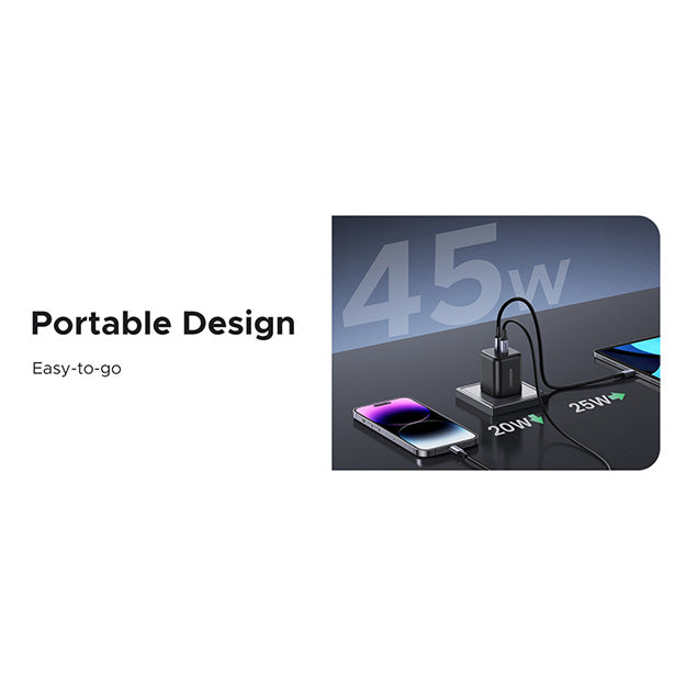 UGreen 2 Port GaN 45W PD Wall Charger - Black