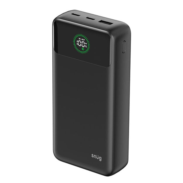Snug 20000mAh Power Bank Charges 3 Devices With Intelligent Display - Black