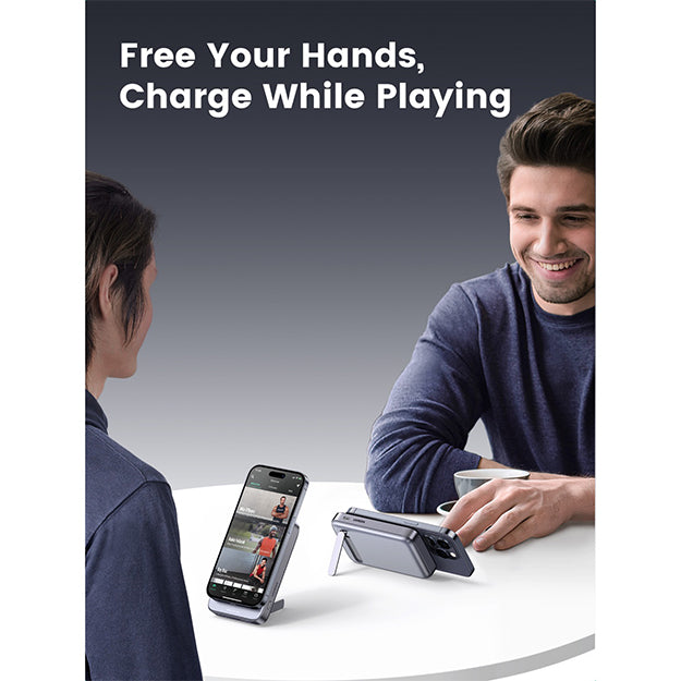 UGreen 10000mAh Magnetic Wireless Power Bank With Kickstand PD20W - Grey