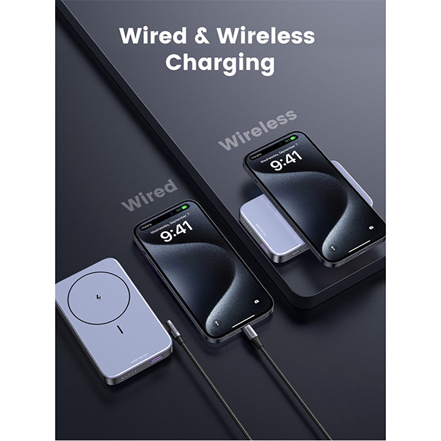 UGreen 10000mAh Magnetic Wireless Power Bank With Kickstand PD20W - Grey