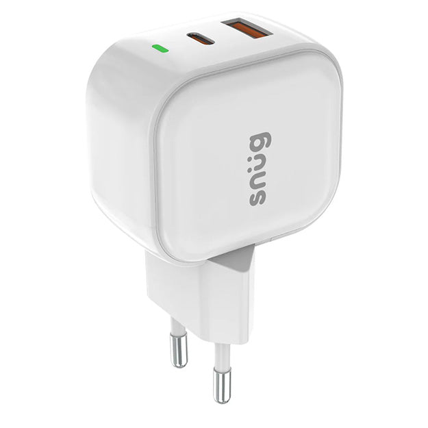 Snug 2 Port USB/Type-C Wall Charger 35W With MFI Cable - White