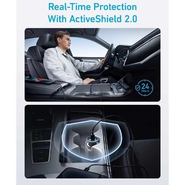 Anker 52.5W Fast Car Charger USB-A & USB-C Dual Device Charging - Black