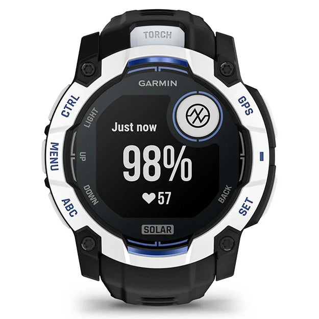 Garmin Instinct 3 Supernova 50mm Solar Rugged GPS Watch (Limited Edition) - Whitestone With Black Band