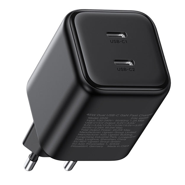 UGreen 2 Port GaN 45W PD Wall Charger - Black