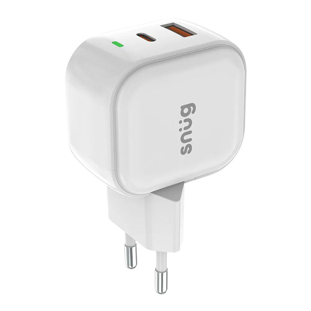 Snug 2 Port USB/Type C Wall Charger 35W - White