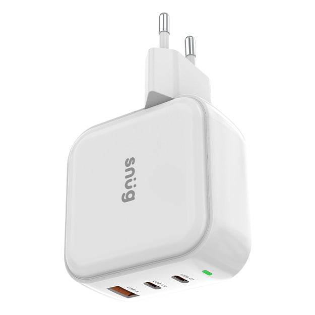 Snug GaN 3 Port Wall Charger With Rapid Fast Charge - White