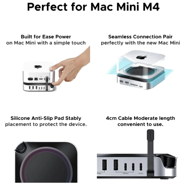 UGreen Mac Mini M4/M4 Pro Dock 11-in-1 With M.2 NVMe SSD Enclosure - Silver