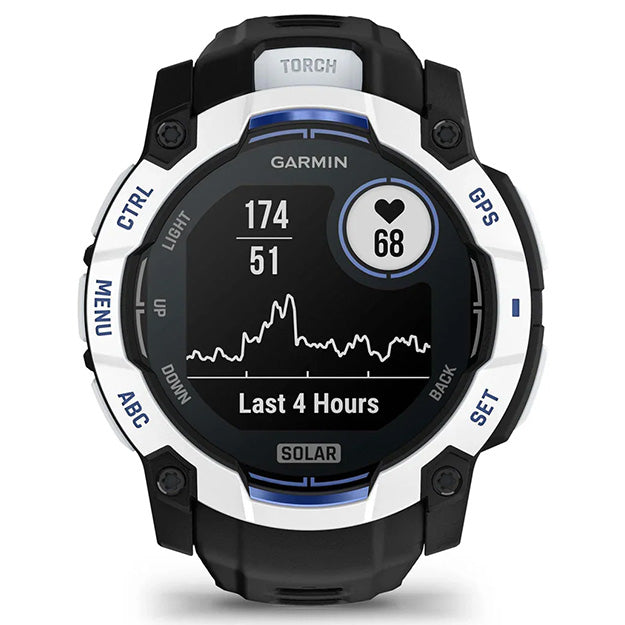 Garmin Instinct 3 Supernova 50mm Solar Rugged GPS Watch (Limited Edition) - Whitestone With Black Band