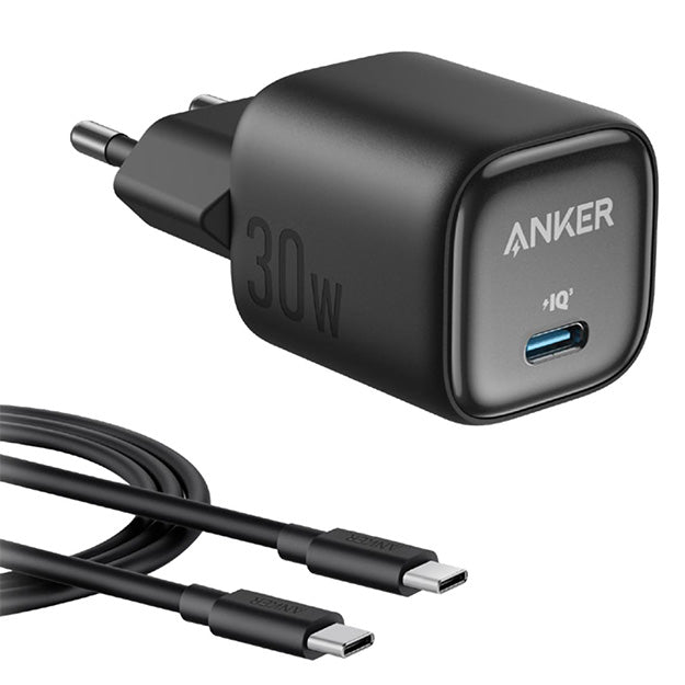 Anker Zolo 30W Compact USB-C Charger With Cable – Black