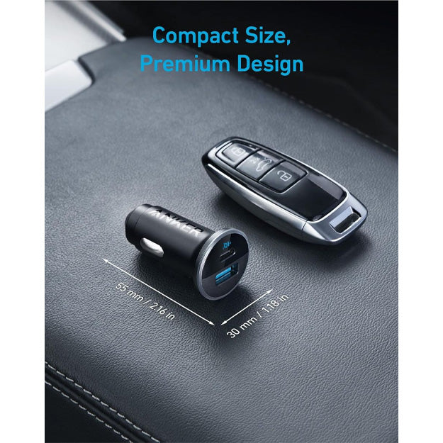 Anker 52.5W Fast Car Charger USB-A & USB-C Dual Device Charging - Black
