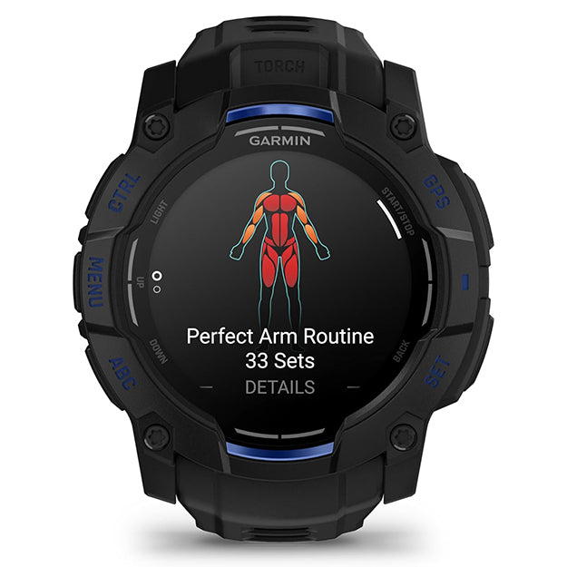 Garmin Instinct 3 Supernova 50mm AMOLED Rugged GPS Watch (Limited Edition) - Black With Bolt Blue Band