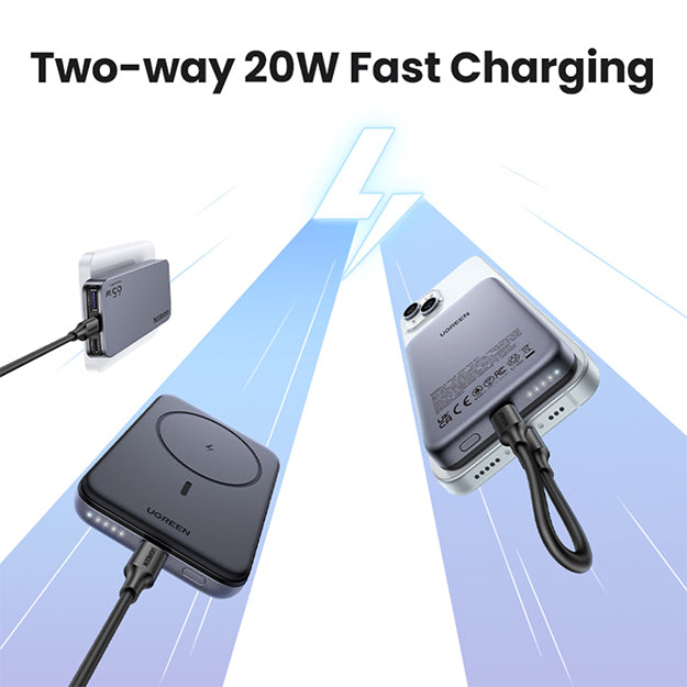 UGreen Nexode 10 000mAh Magnetic Wireless Power Bank PD20W (USB-C) - Grey