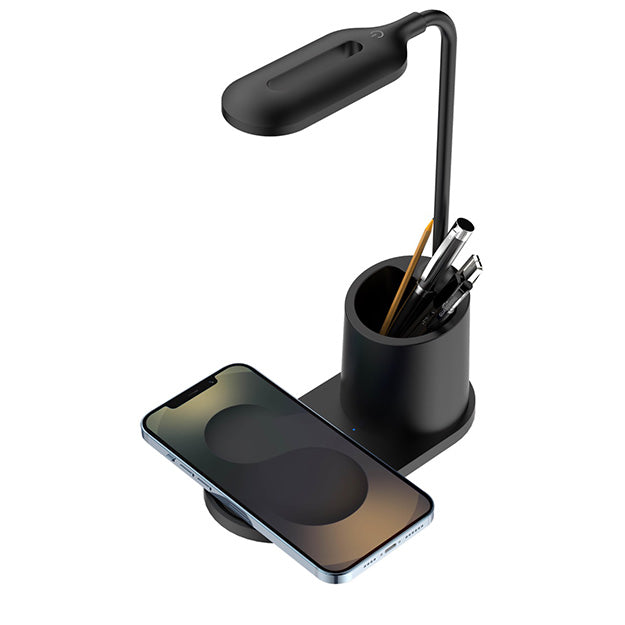 Snug LED Wireless Charger Pad With Pen-Holder For Smartphones And iPhones - Black