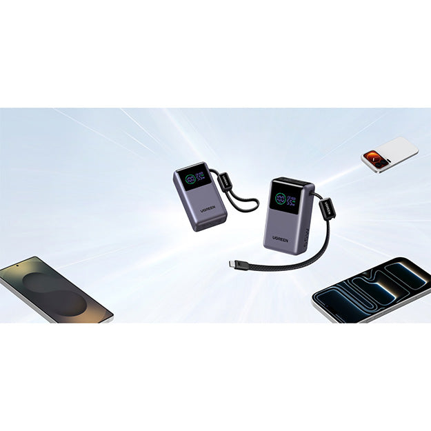 UGreen 10000mAh 55W Nexode Pro Smart Digital Display Mini Power Bank With Built-in Type-C Cable
