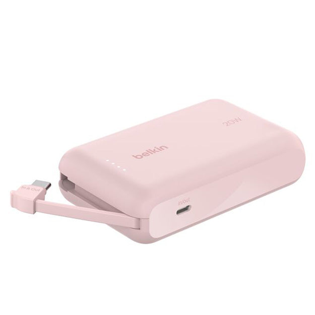 Belkin BoostCharge Power Bank 10 000mAh With Integrated Cable - Pink