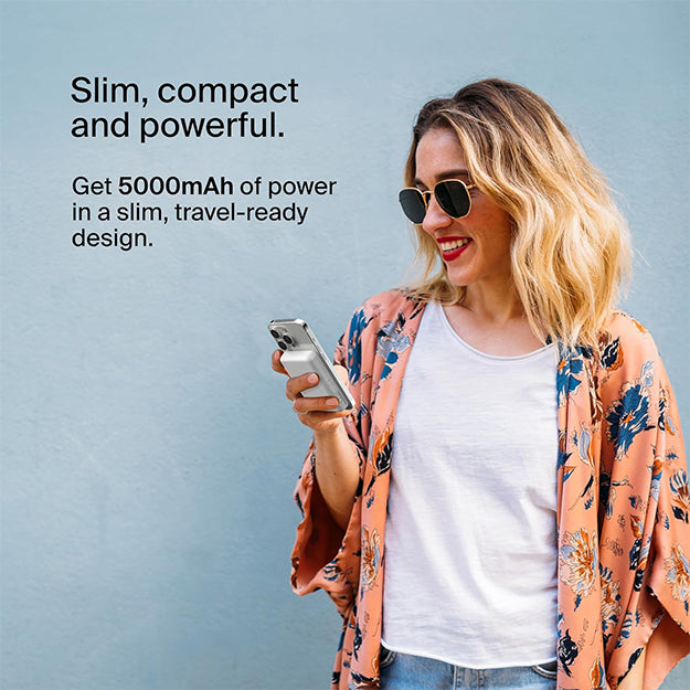Belkin BoostCharge 5000mAh Magnetic Wireless Power Bank With Stand - White