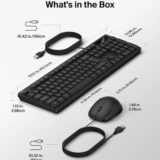 Belkin Wired USB-A Keyboard And Mouse Combo - Black