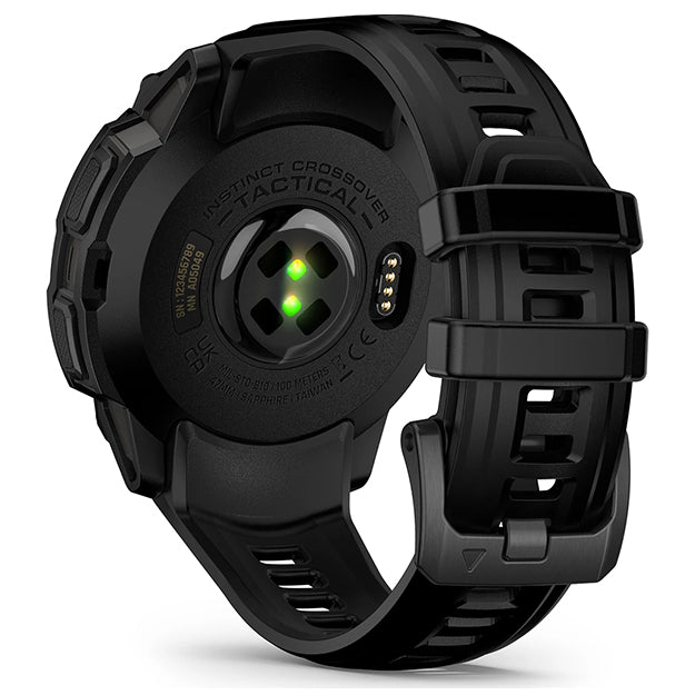 Garmin Instinct Crossover AMOLED Tactical Edition Rugged Hybrid GPS Smartwatch - Black With Black Silicone Band