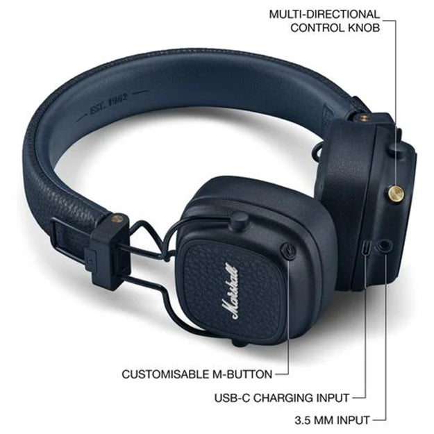 Marshall Major V Bluetooth Wireless On-Ear Headphones With Wireless Charging