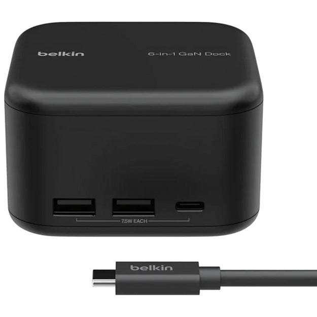 Belkin Connect 130W USB-C 6-In-1 Core GaN Dock - Black