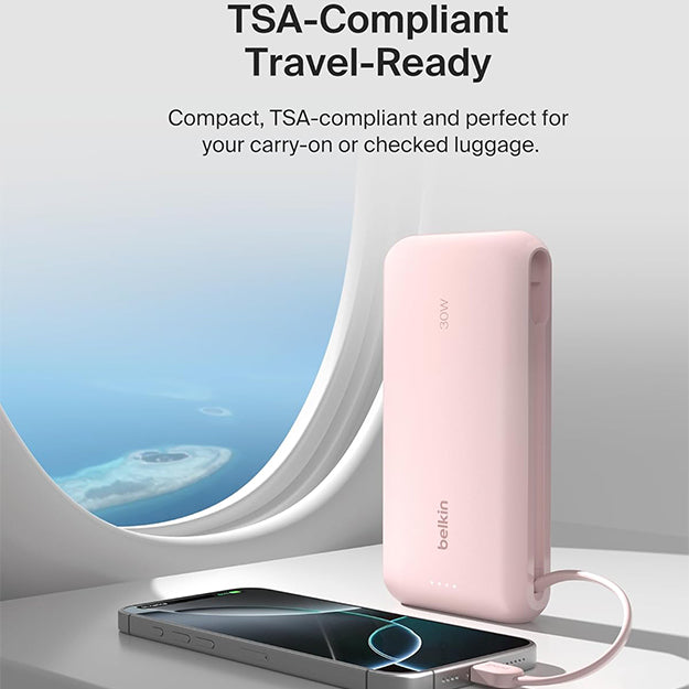 Belkin BoostCharge 20000 mAh PD 30 Watt USB-C Integrated Cable Power Bank