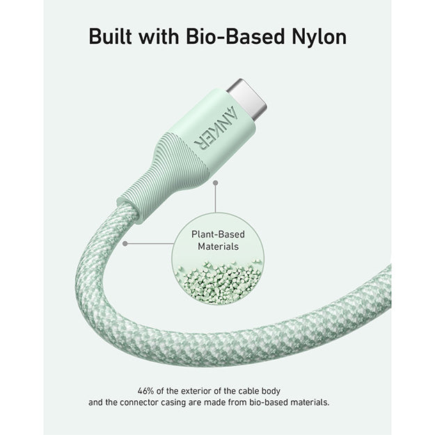Anker 544 Bio-Based USB C-USB C Cable Fast Charging 140W 0.9M Cable – Green