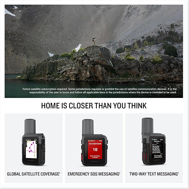 Garmin inReach Mini 3 Rugged Compact SOS Satellite Communicator With Touchscreen - Black & Grey