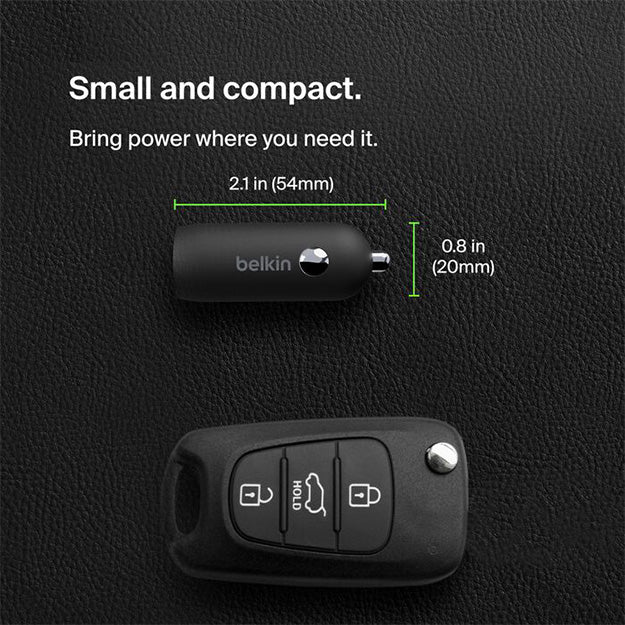 Belkin BoostCharge 30W USB-C Car Charger + USB-C To USB-C Cable - Black