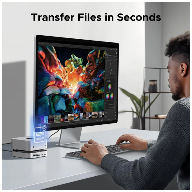 UGreen Mac Mini M4/M4 Pro Dock 11-in-1 With M.2 NVMe SSD Enclosure - Silver