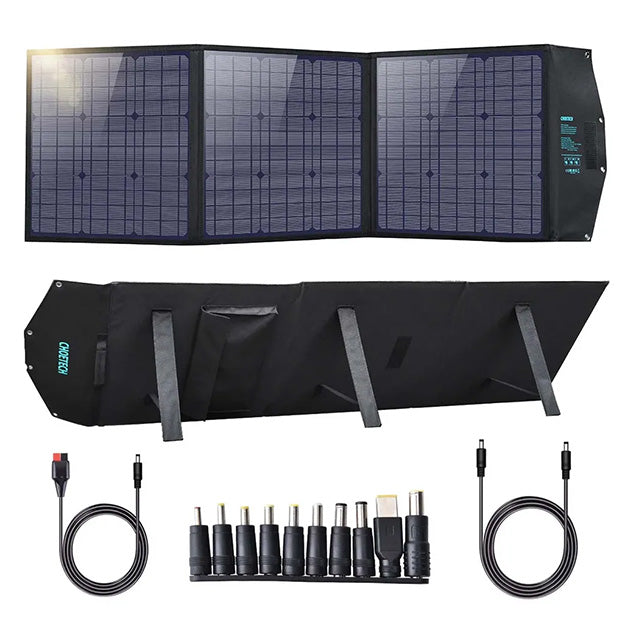 Choetech 120W Foldable Solar Charger With Kickstands 18V DC+60W PD Type C - Black